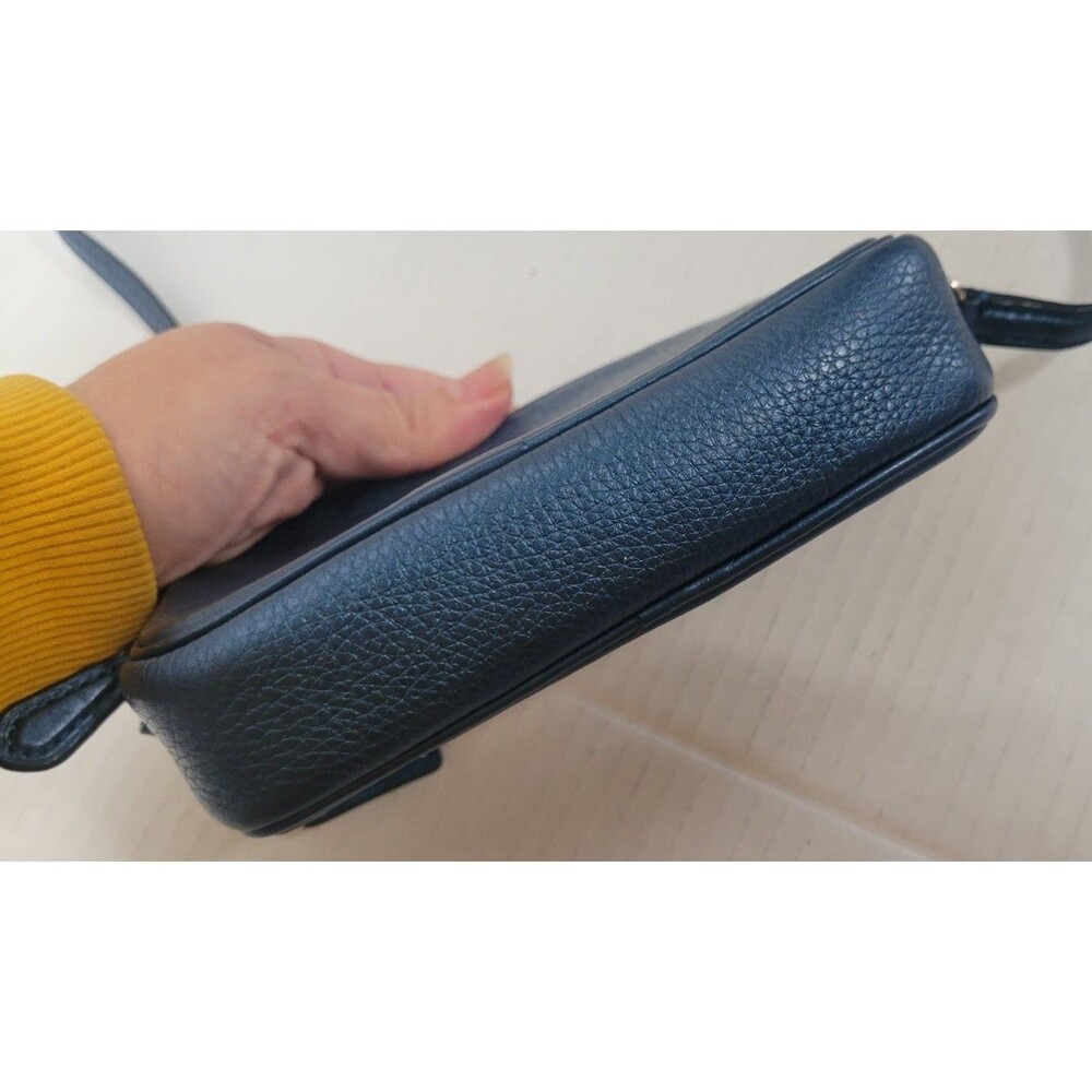 EUC Coach 53372 Blue Metallic Pebbled Leather Mini Crossbody Bag Wallet Purse - Picture 7 of 9